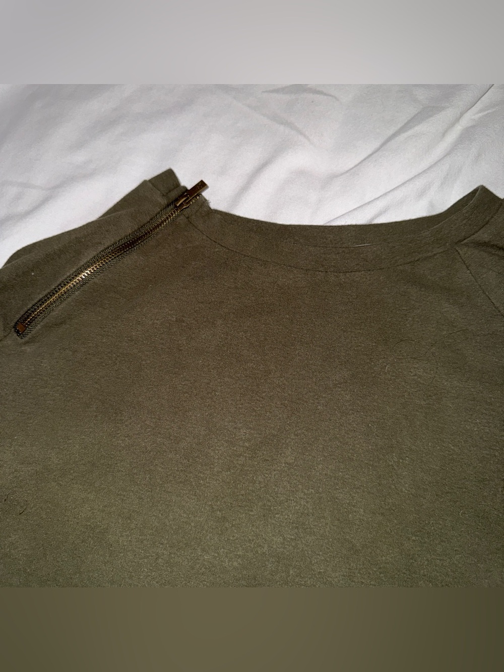 Olive Green Women’s Shirt with Zipper Detail